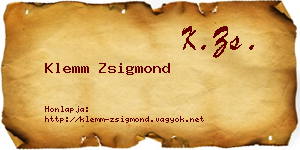 Klemm Zsigmond névjegykártya